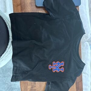 Black Tee with Orange & Blue Embroidered Logo